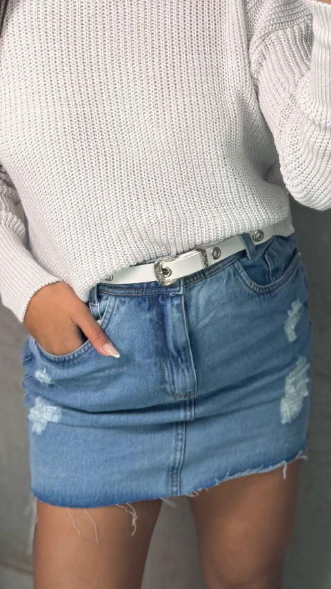 Saia jeans cinto - comprar online