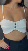 Cropped Crepe Botão