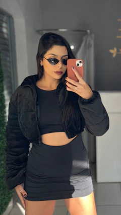 Jaqueta puffer veludo