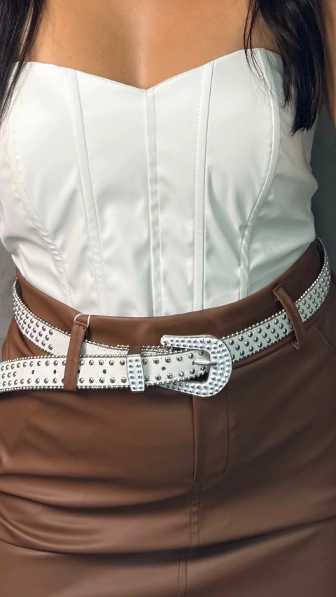 Cinto fivela bolinha prata - comprar online