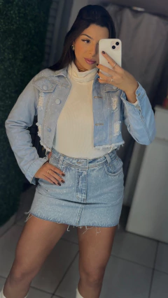 Saia jeans aplicaçãoes - comprar online