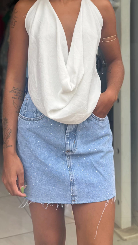 Saia jeans brilhos