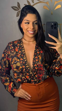 Cropped estampado manga - loja online