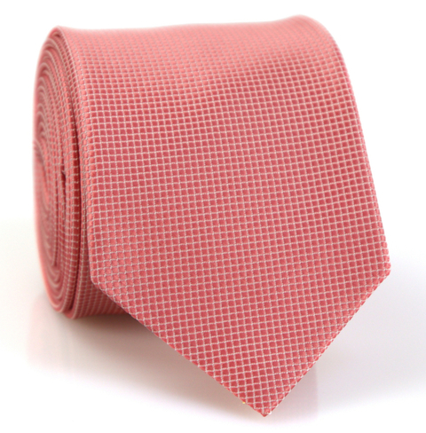 Gravata Slim Coral Textura Quadriculada - comprar online
