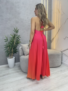 Vestido longo plissado degradê - loja online