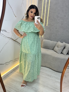 Vestido longo bordado em laise - comprar online
