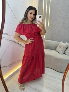 Vestido longo bordado em laise - comprar online