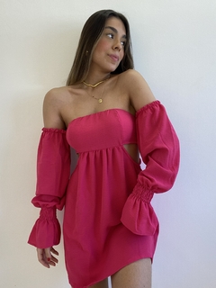 VESTIDO CATARINA ROSA - MANGA LONGA