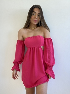 VESTIDO CATARINA ROSA - MANGA LONGA - comprar online