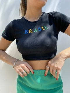 CROPPED BRASIL PRETO - comprar online