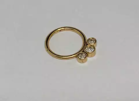 Segmento Aço Cirúrgico PVD Gold 24k 3 Zircônias