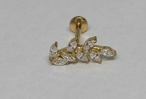 Cluster Aço Cirúrgico PVD Gold 24k Ramos 8 Folhas