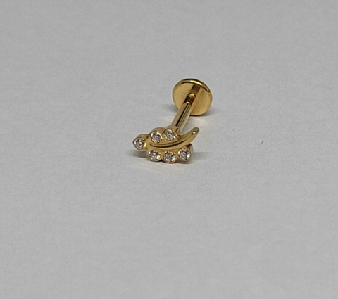 Labret Titânio Gold 24K Little Leaf