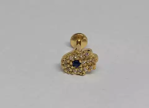 Labret Aço Cirúrgico PVD Gold 24K Hamsá