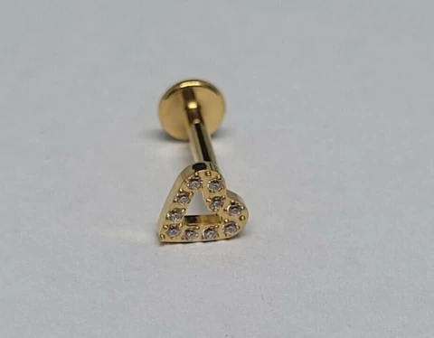 Labret Titânio Gold 24K Mini Coração