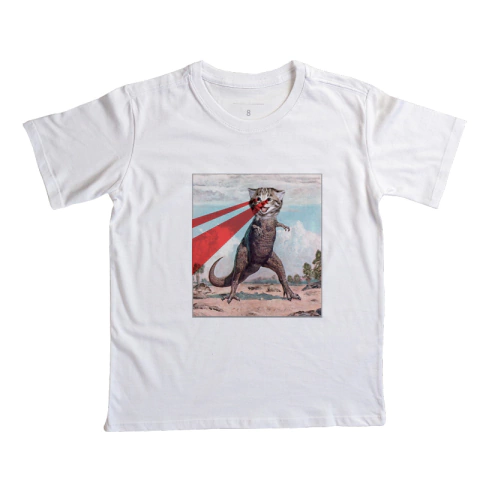 Camiseta Infantil DinoCat Colagem na internet