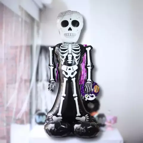 GLOBO HALLOWEEN 4D "ESQUELETO" CON BASE