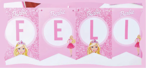 banderin feliz cumple barbie