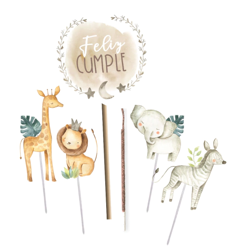 cake topper animales selva