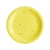 Plato amarillo con estrellas plateadas, ideal para fiestas y celebraciones.