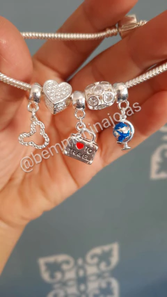 Berloque Globo Mundi Banhado à Prata - loja online