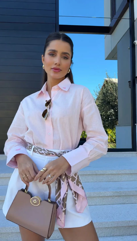 Camisa Linho Jasmine Rosa - comprar online