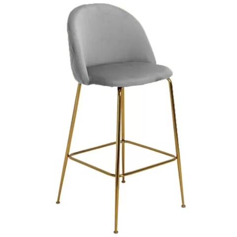 Banqueta Maison base fina (Pana Gris Claro - Base Hierro Dorada)