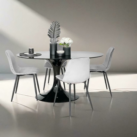 Sillas Clyde Pana Gris & Mesa Tulip Comedor