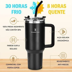 Copo Térmico Inox 1,2l Com Alça, Tampa, Canudo Inox E Escova - comprar online