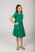 Vestido Mãe E Filha Com Elástico Gola Bordada Infantil Verde