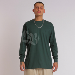 Camiseta Oversized Manga Longa Verde Escura Feminina - comprar online