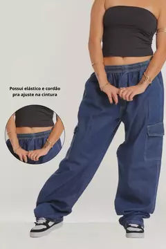 Imagem do Calça cargo Jeans Escura Unissex
