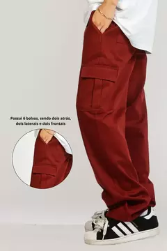 Calça cargo Vinho Unissex - loja online