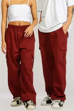 Calça cargo Vinho Unissex - comprar online