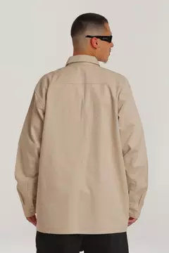 Camisa Workshirt Manga Longa Bege na internet