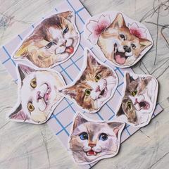 Kit de adesivos gatinhos + doguinho akita