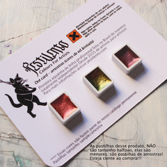 Cartela 3 mini pastilhas tamanho sample em cores metalizadas sortidas - Pestilento Art