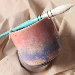Copo para pintura em cerâmica rosa e lilás