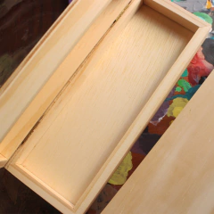 Estojo em madeira crua para armazenar pastilhas de tinta aquarela (estojo vazio) - comprar online