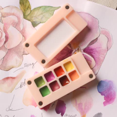 Mini estojo portátil Peach - 8 cores de tinta aquarela com qualidade profissional - Pestilento Art