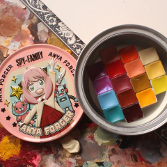 Estojo Anya rosa - Garimpo - 16 mini pastilhas de tinta aquarela tamanho amostra - loja online