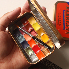 Estojo rosegold - Garimpo - 22 mini pastilhas de tinta aquarela tamanho amostra na internet