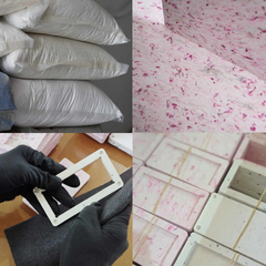 Estojo em plástico reciclado vazio para armazenar pastilhas de tinta aquarela, na cor rosa marmorizado na internet