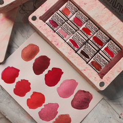 Estojo com 10 cores de aquarela, seleção de rosas e vermelhos