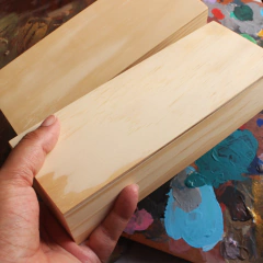 Estojo em madeira crua para armazenar pastilhas de tinta aquarela (estojo vazio) - Pestilento Art