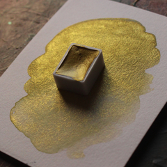 Verde musgo com brilho dourado (Frog) - aquarela de linha profissional