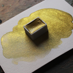 Verde musgo com brilho dourado (Frog) - aquarela de linha profissional na internet