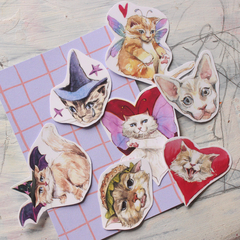 Kit de adesivos gatinhos mágicos - bruxos (cat stickers 2)