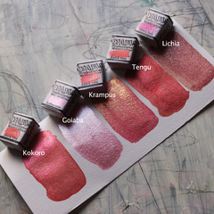 Kit aquarelas metalizadas rosas e vermelhos - linha profissional