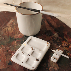 Kit Gold - materiais de apoio em porcelana com acabamento em ouro